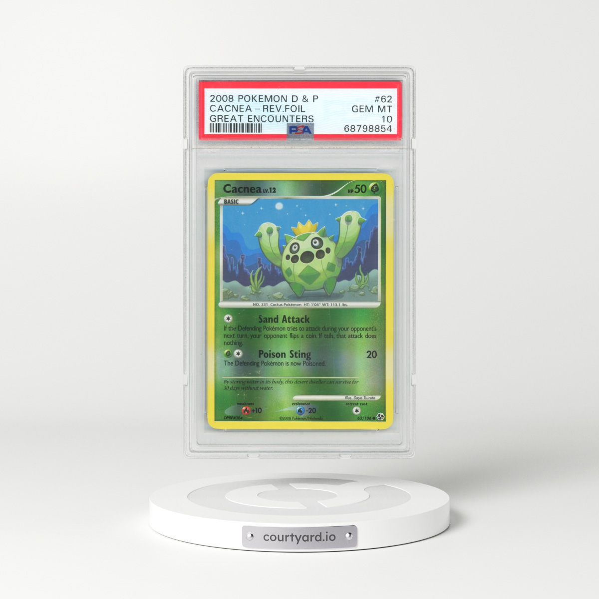 2008 Pokémon Diamond & Pearl Great Encounters #62 Cacnea - Reverse Foil (PSA 10 GEM MINT)