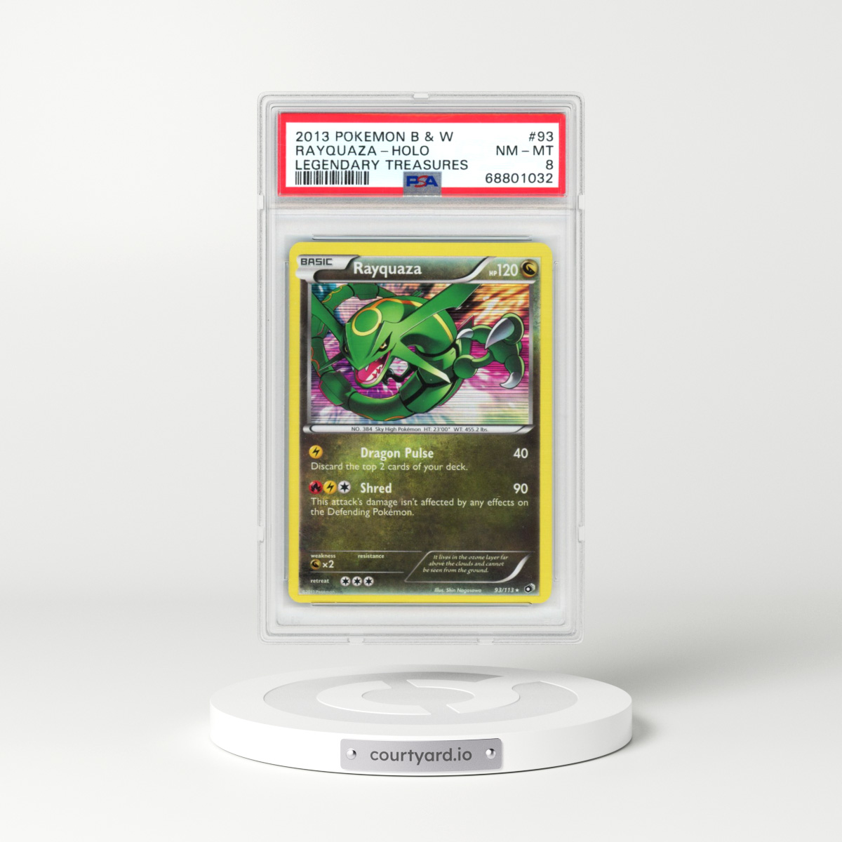 2013 Pokémon Black & White Legendary Treasures #93 Rayquaza - Holo (PSA 8 NM-MT)