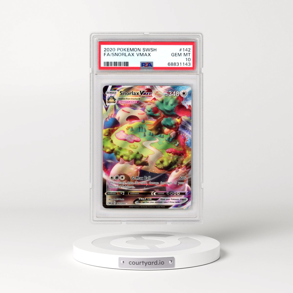 2020 Pokémon Sword & Shield #142 Snorlax Vmax - Full Art (PSA 10 GEM MINT)