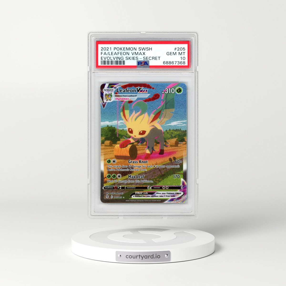 2021 Pokémon Sword & Shield Evolving Skies #205 Leafeon Vmax - Full Art Secret (PSA 10 GEM MINT)