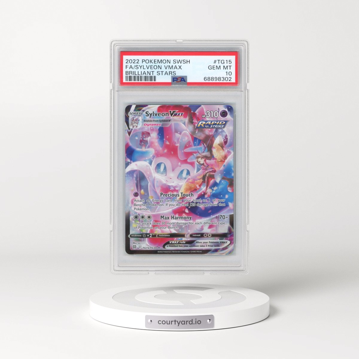 2022 Pokémon Sword & Shield Brilliant Stars #TG15 Sylveon Vmax - Full Art (PSA 10 GEM MINT)