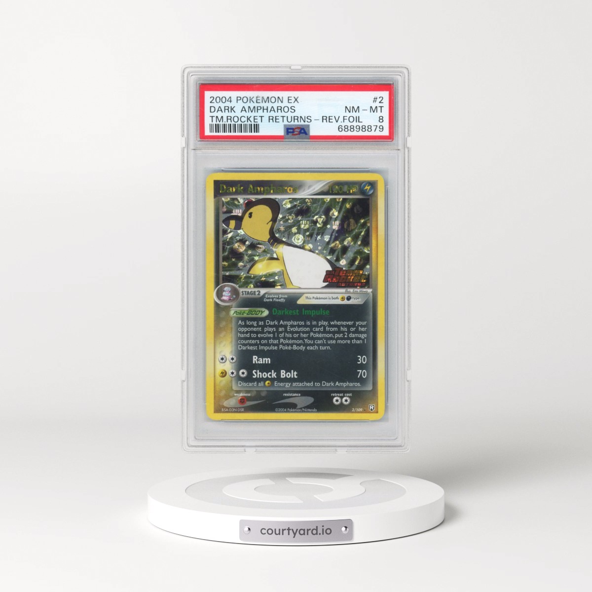 2004 Pokémon EX Team Rocket Returns #2 Dark Ampharos - Reverse Foil (PSA 8 NM-MT)