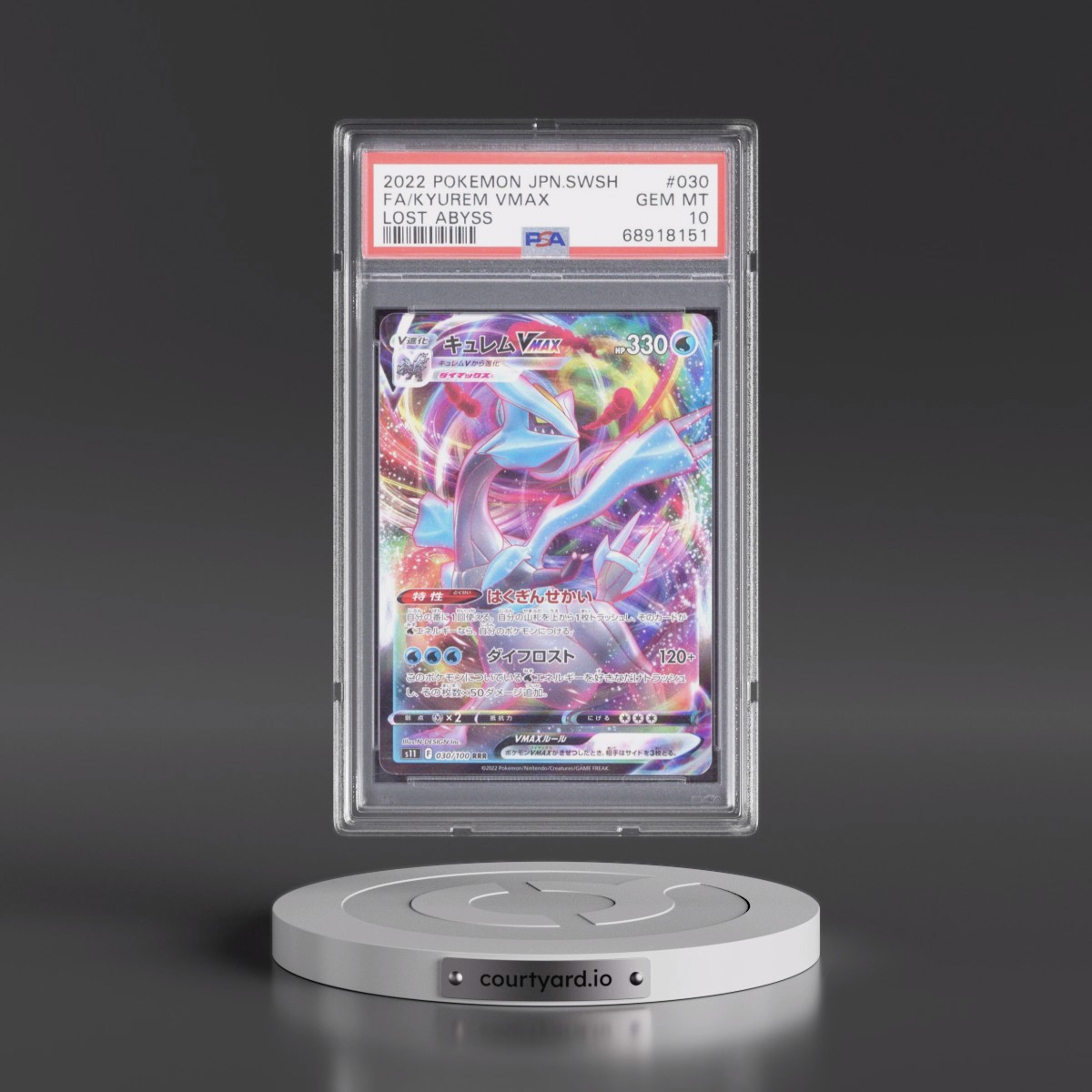 2022 Pokémon Sword & Shield Lost Abyss #030 Kyurem Vmax - Full Art (PSA 10 GEM MINT)