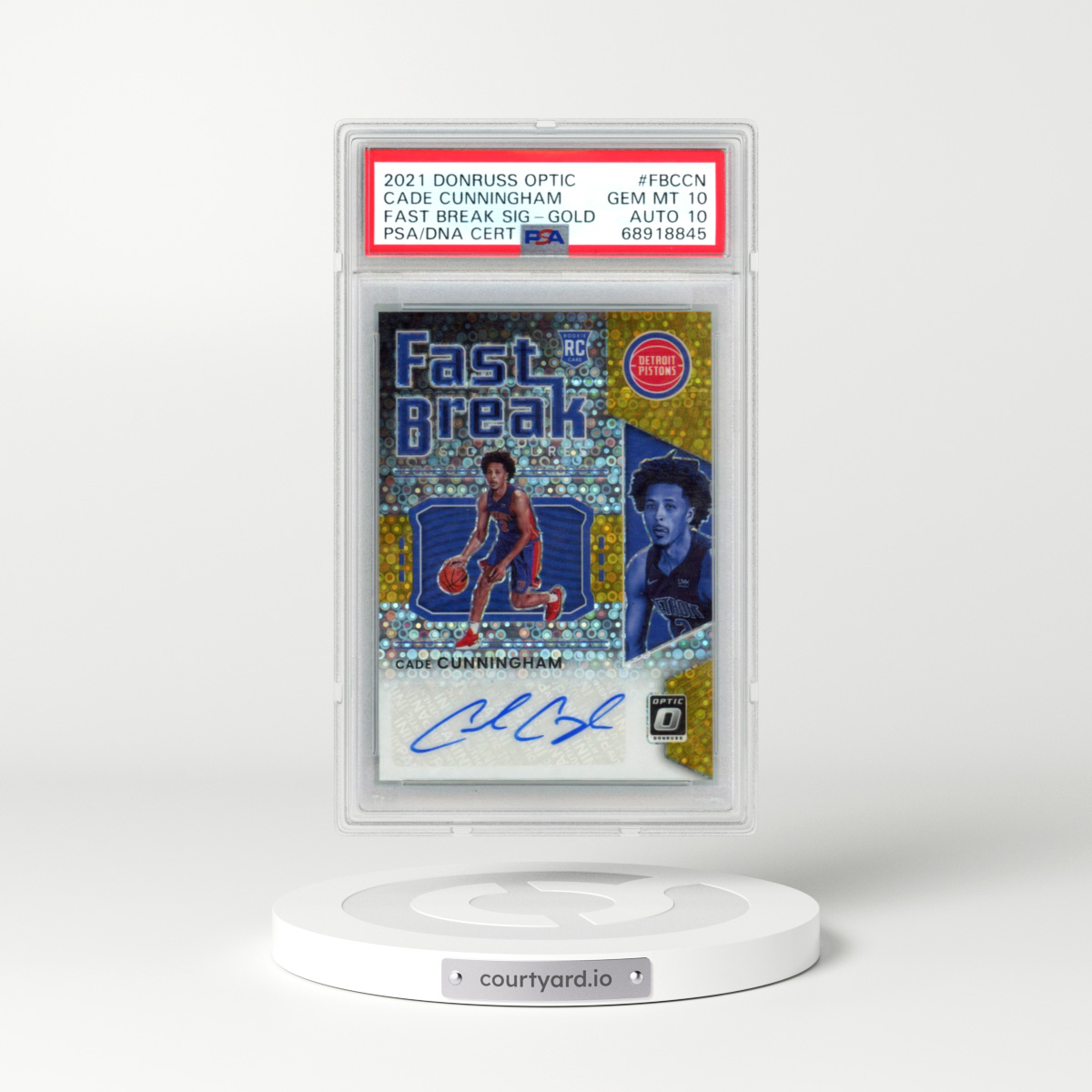 2021 Panini Donruss Optic Fast Break Signatures #FBCCN Cade Cunningham - Gold (PSA 10 GEM MINT)