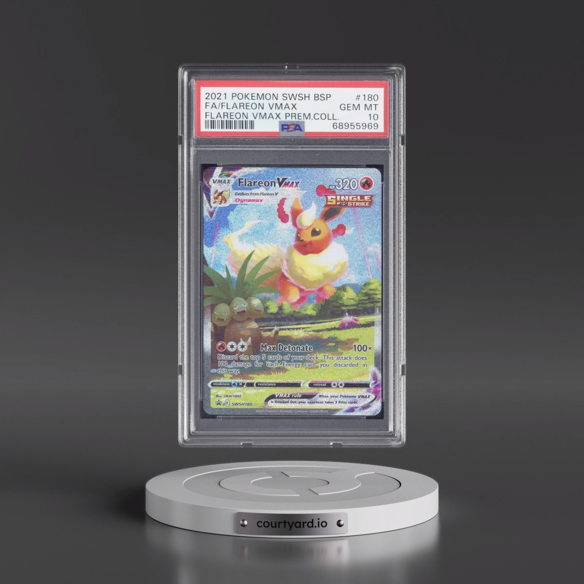 2021 Pokémon Swsh Black Star Promo #180 Flareon Vmax - Full Art Flareon Vmax Premium Collection (PSA 10 GEM MINT)