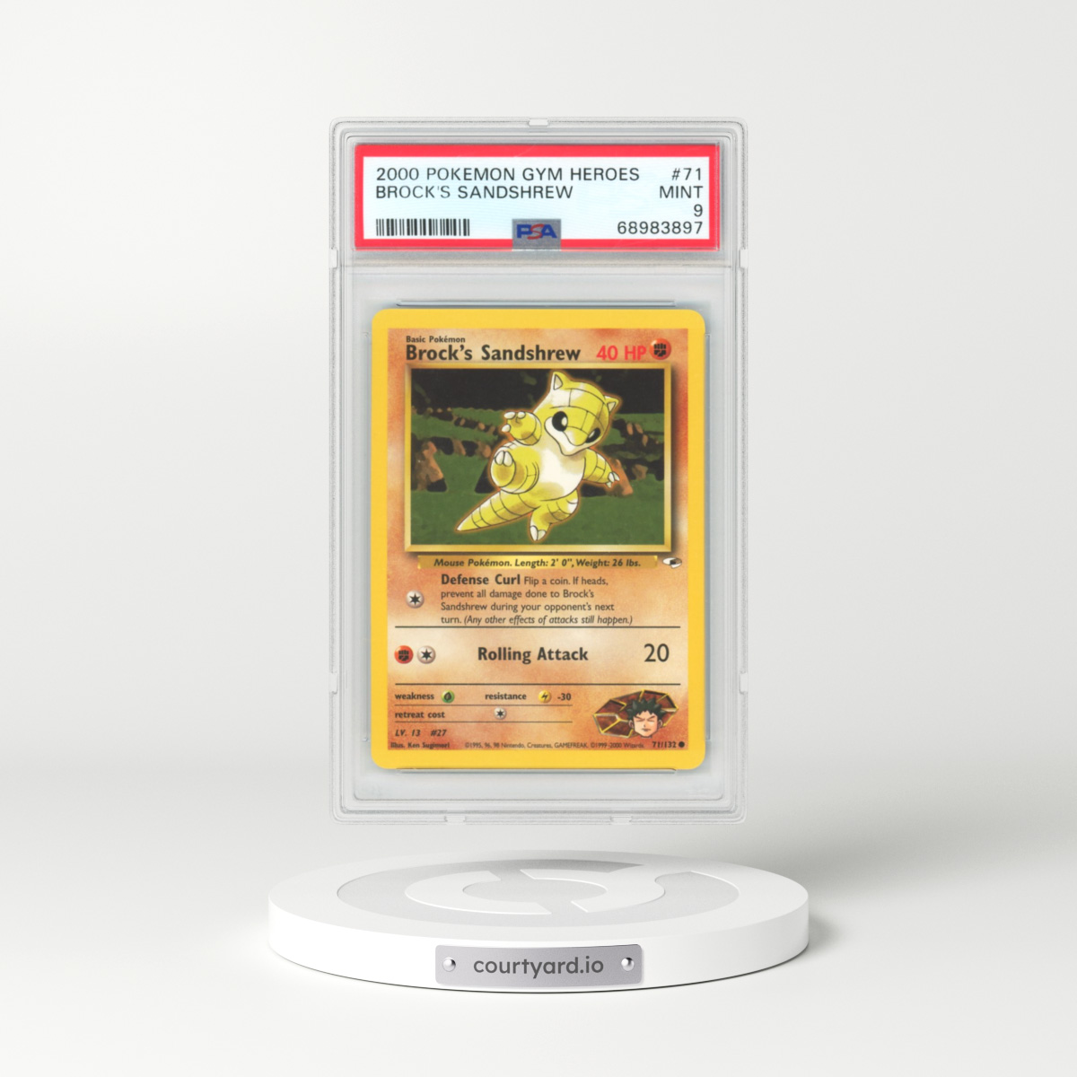2000 Gym Heroes #71 Brock's Sandshrew (PSA 9 MINT)