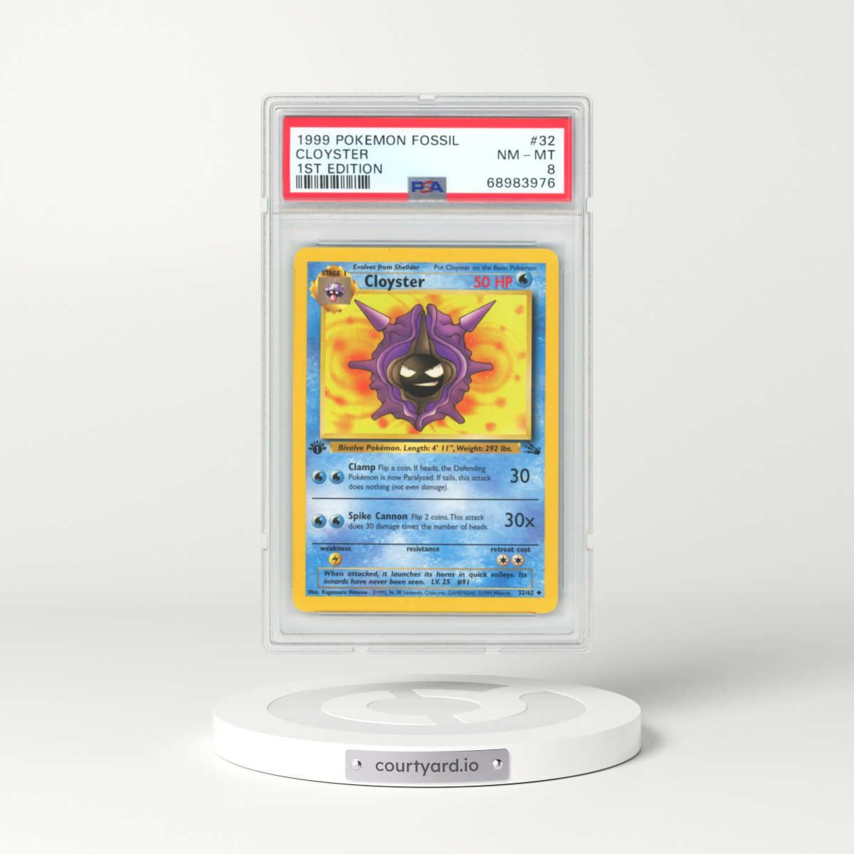1999 Fossil #32 Cloyster - 1st Edition (PSA 8 NM-MT)