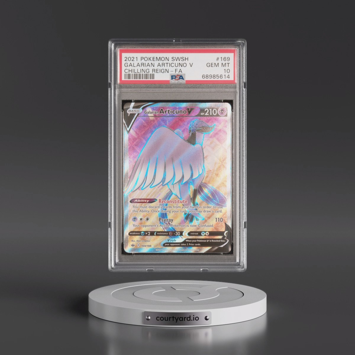 2021 Pokémon Sword & Shield Chilling Reign #169 Galarian Articuno V - Holo Full Art (PSA 10 GEM MINT)