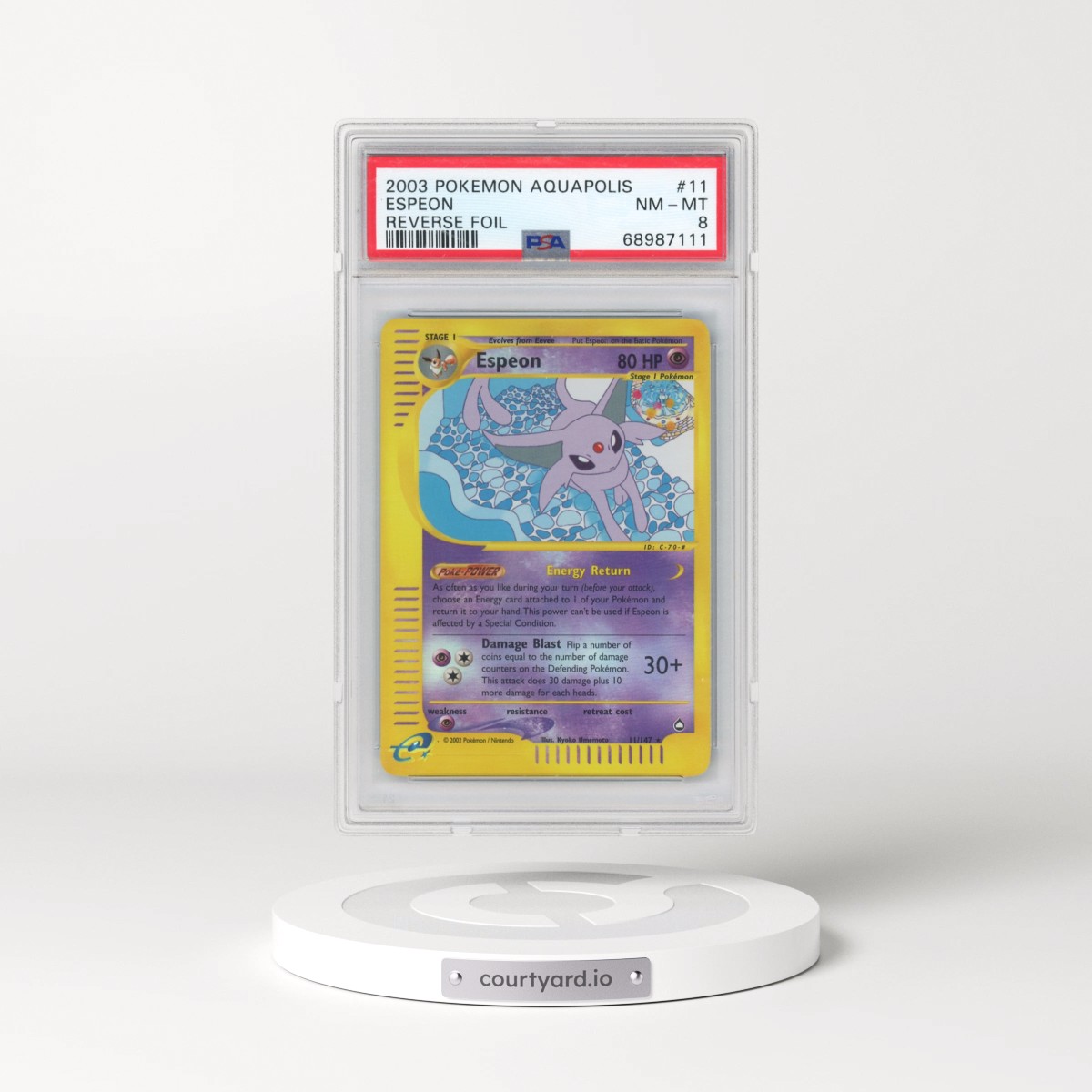2003 Pokémon Aquapolis #11 Espeon - Reverse Foil (PSA 8 NM-MT)