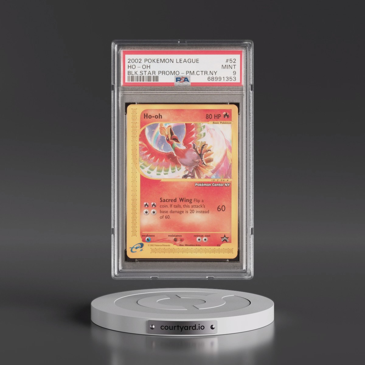 2002 Pokémon League Promo Black Star #52 HO-Oh - Pokemon Center NY (PSA 9 MINT)