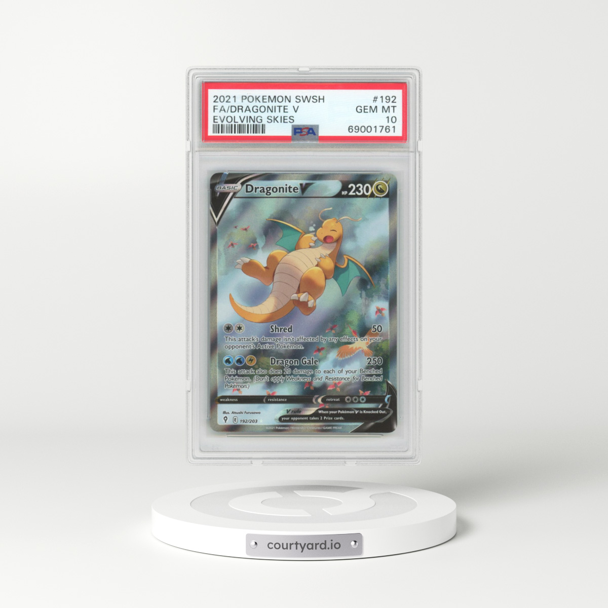 2021 Evolving Skies #192 Dragonite V (PSA 10 GEM MINT)