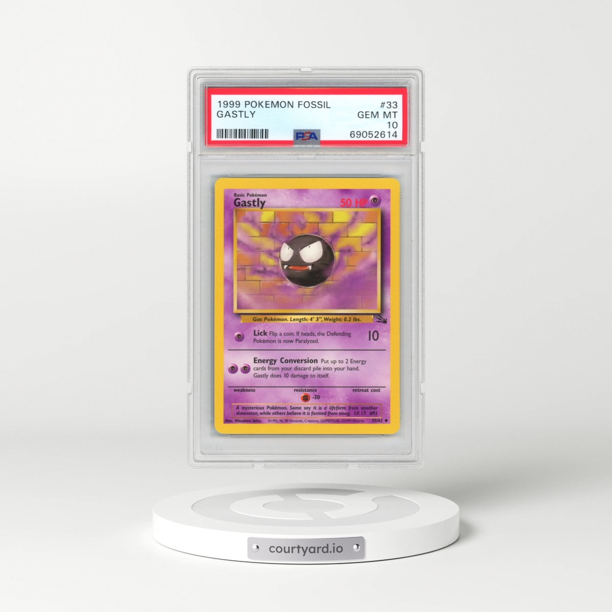 1999 Pokémon Fossil #33 Gastly (PSA 10 GEM MINT)
