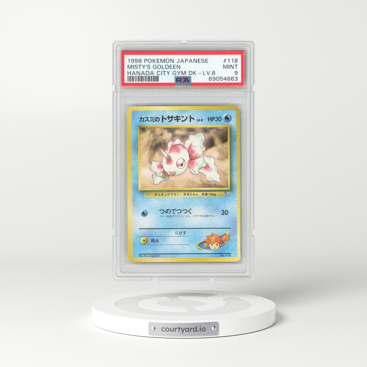 1998 Japanese Hanada City Gym Deck #118 Misty's Goldeen - LV.8 (PSA 9 MINT)