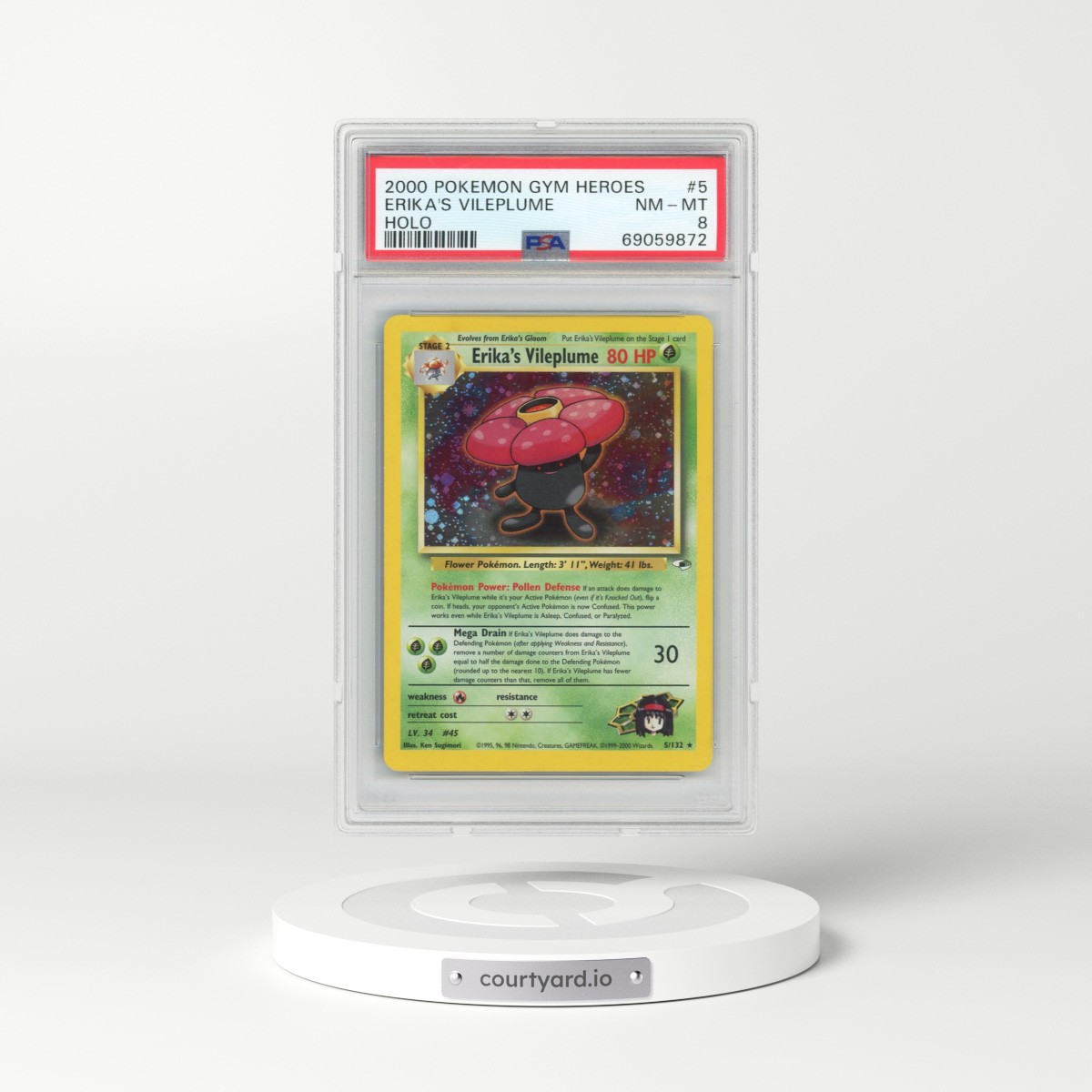 2000 Pokémon Gym Heroes #5 Erika's Vileplume - Holo (PSA 8 NM-MT)