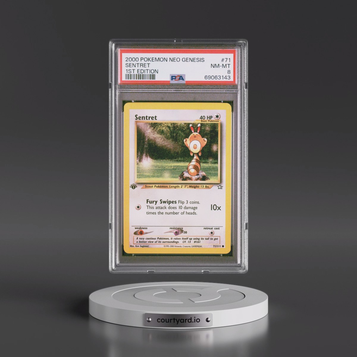 2000 Pokémon Neo Genesis #71 Sentret - 1st Edition (PSA 8 NM-MT)