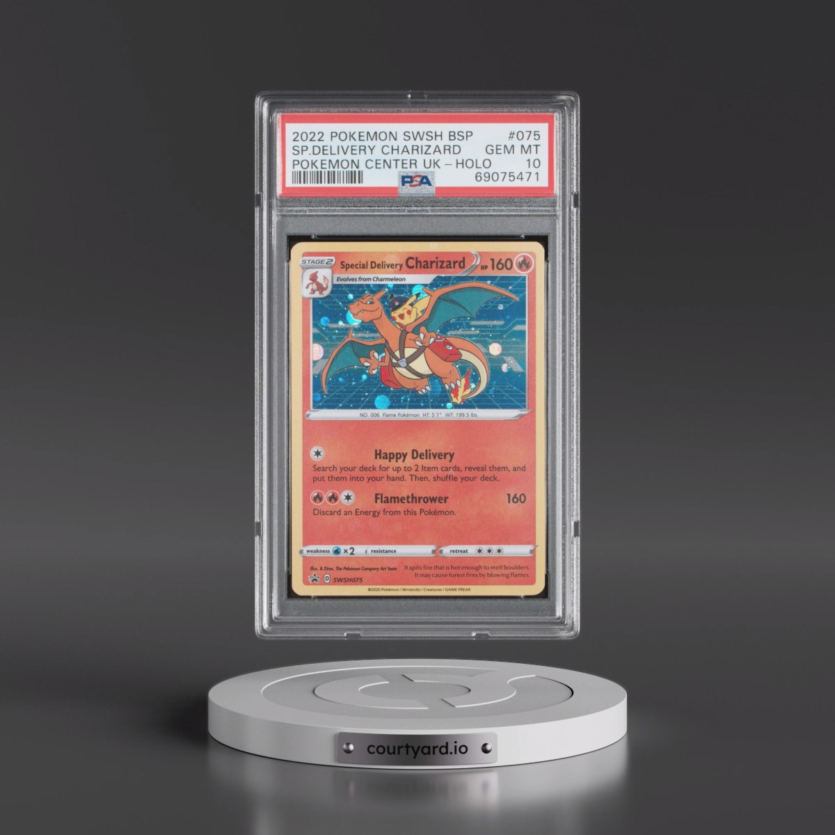 2022 Pokémon Swsh Black Star Promo #075 Special Delivery Charizard - Holo Pokemon Center United Kingdom (PSA 10 GEM MINT)