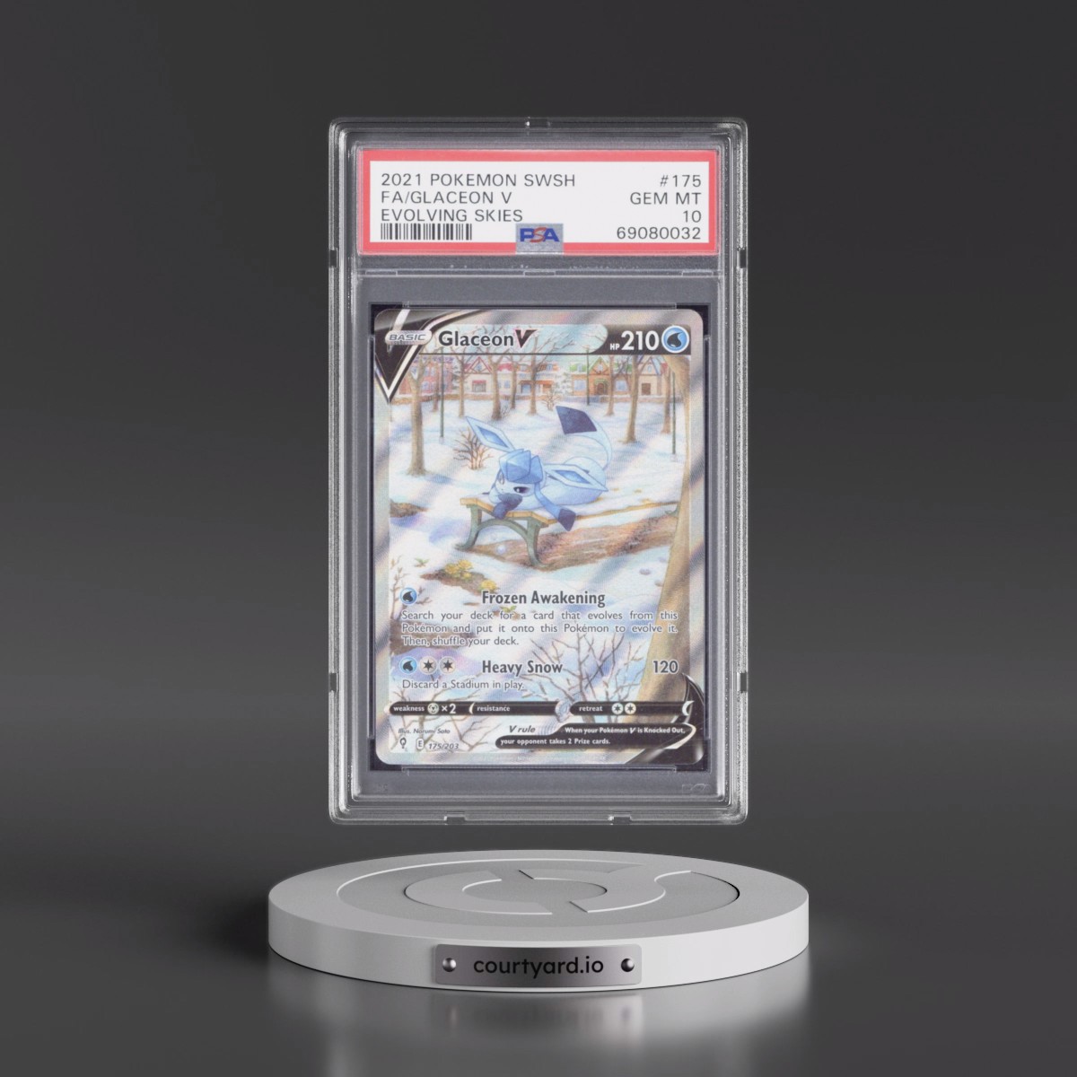 2021 Pokémon Sword & Shield Evolving Skies #175 Glaceon V - Holo Full Art (PSA 10 GEM MINT)