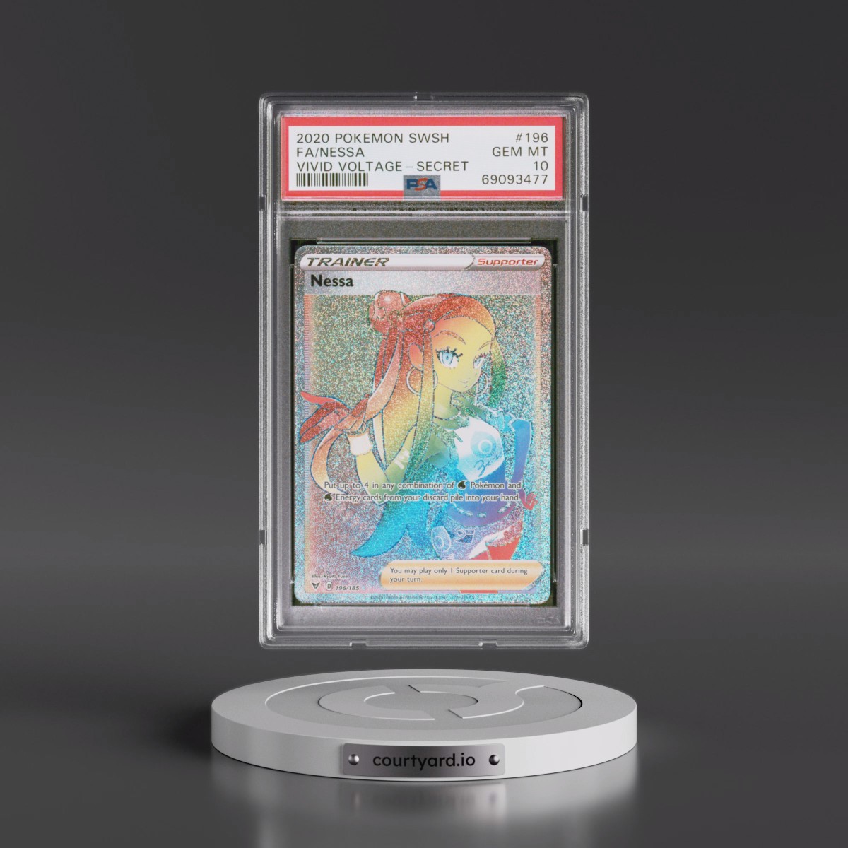 2020 Pokémon Sword & Shield Vivid Voltage #196 Nessa - Full Art Secret (PSA 10 GEM MINT)