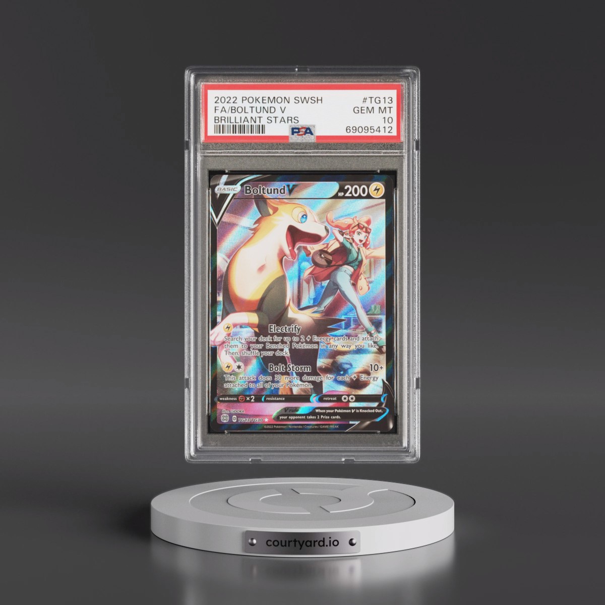 2022 Pokémon Sword & Shield Brilliant Stars #TG13 Boltund V - Holo Full Art (PSA 10 GEM MINT)