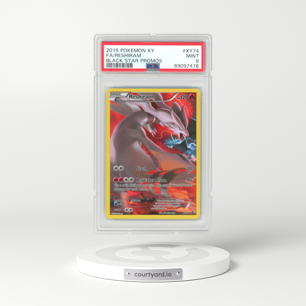 2015 XY Promos #XY74 Reshiram - Full Art Holo (PSA 9 MINT)