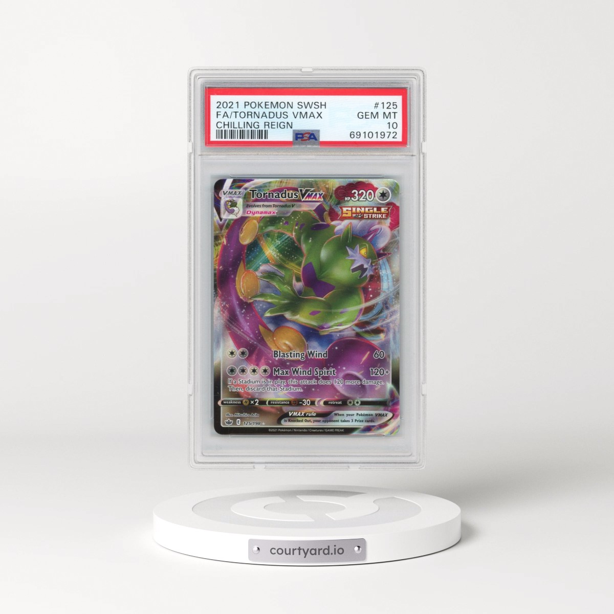 2021 Pokémon Sword & Shield Chilling Reign #125 Tornadus Vmax - Full Art (PSA 10 GEM MINT)
