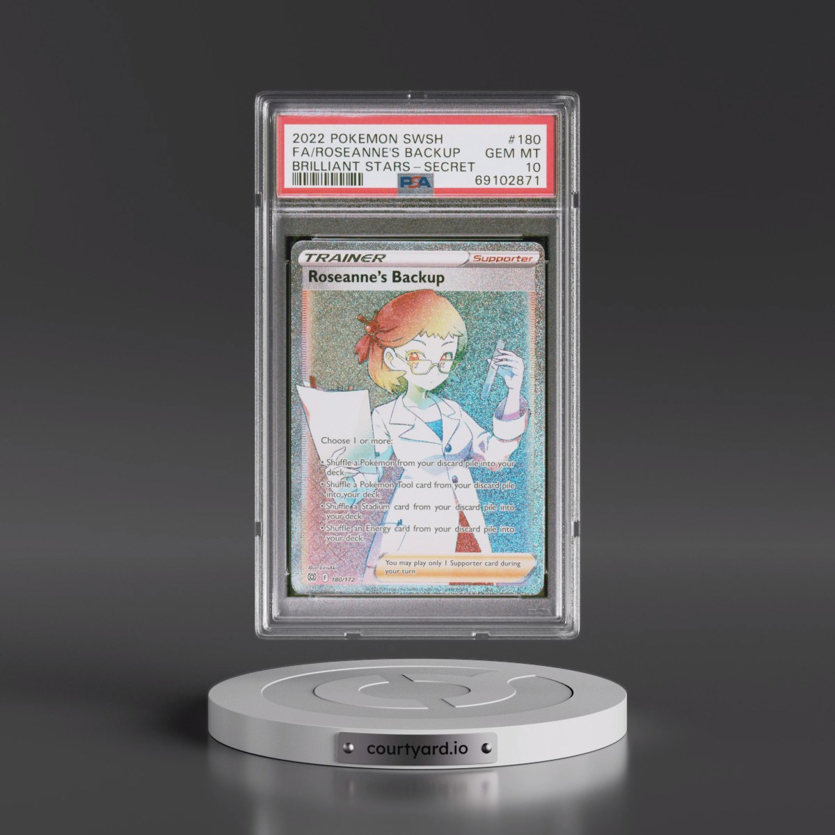 2022 Pokémon Sword & Shield Brilliant Stars #180 Roseanne's Backup - Full Art Secret (PSA 10 GEM MINT)