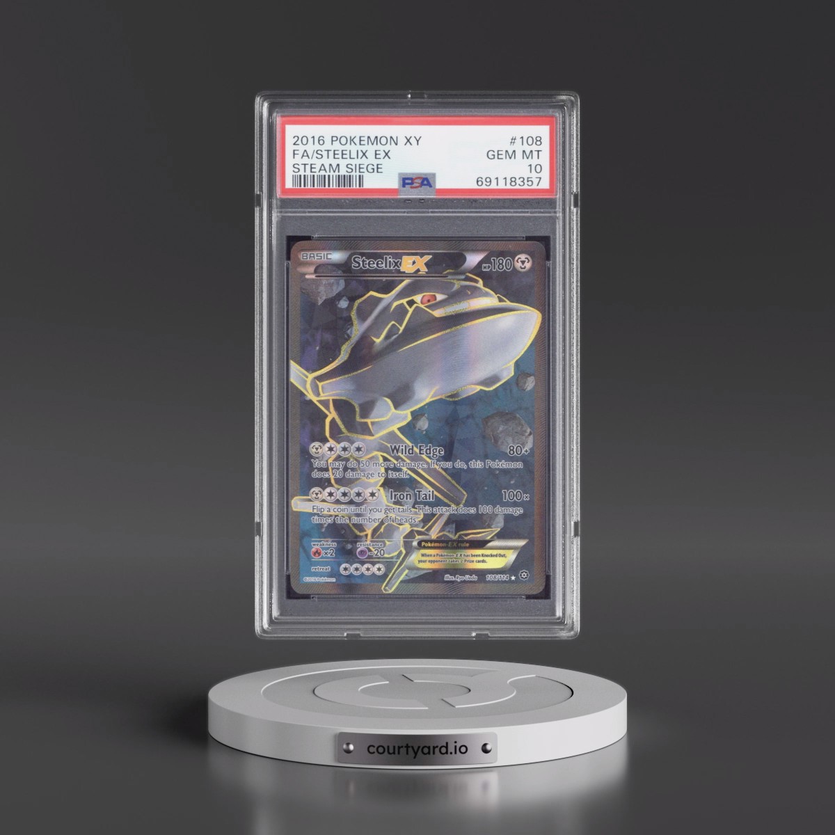 2016 Pokémon XY Steam Siege #108 Steelix EX - Holo Full Art (PSA 10 GEM MINT)