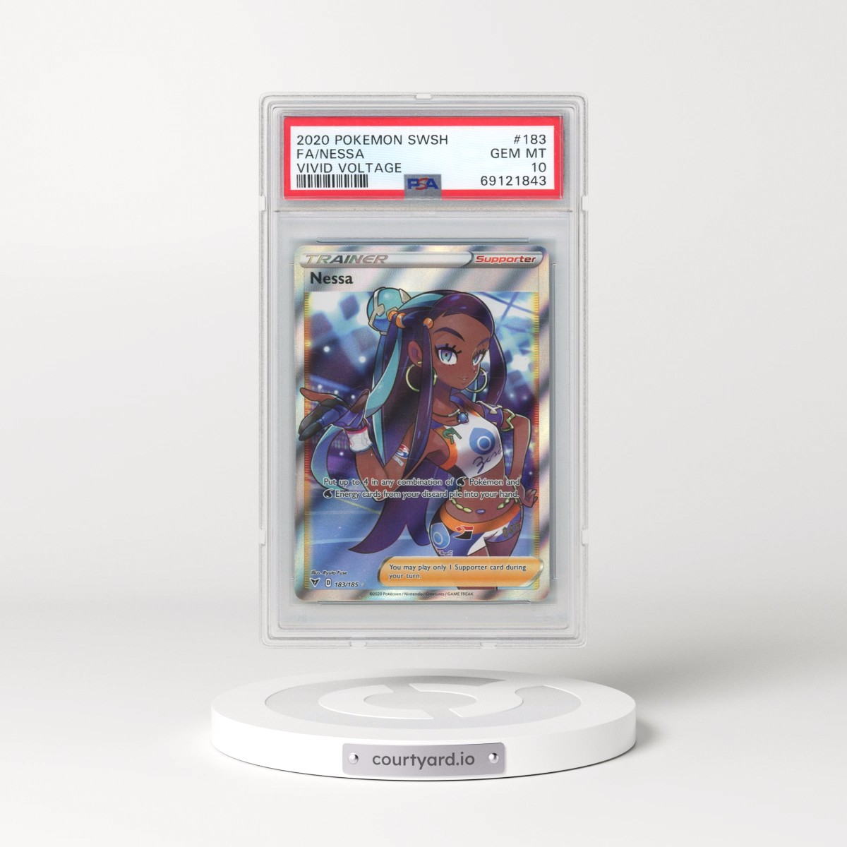 2020 Pokémon Sword & Shield Vivid Voltage #183 Nessa - Full Art (PSA 10 GEM MINT)