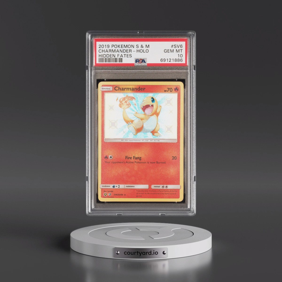2019 Pokémon Sun & Moon Hidden Fates Charmander - Holo #SV6 PSA 10