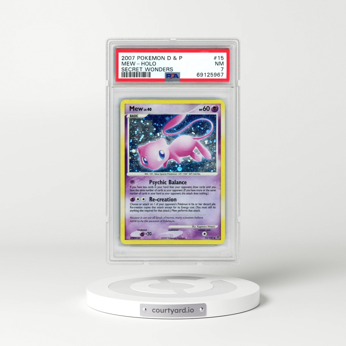 2007 Pokémon Diamond & Pearl Secret Wonders #15 Mew - Holo (PSA 7 NM)