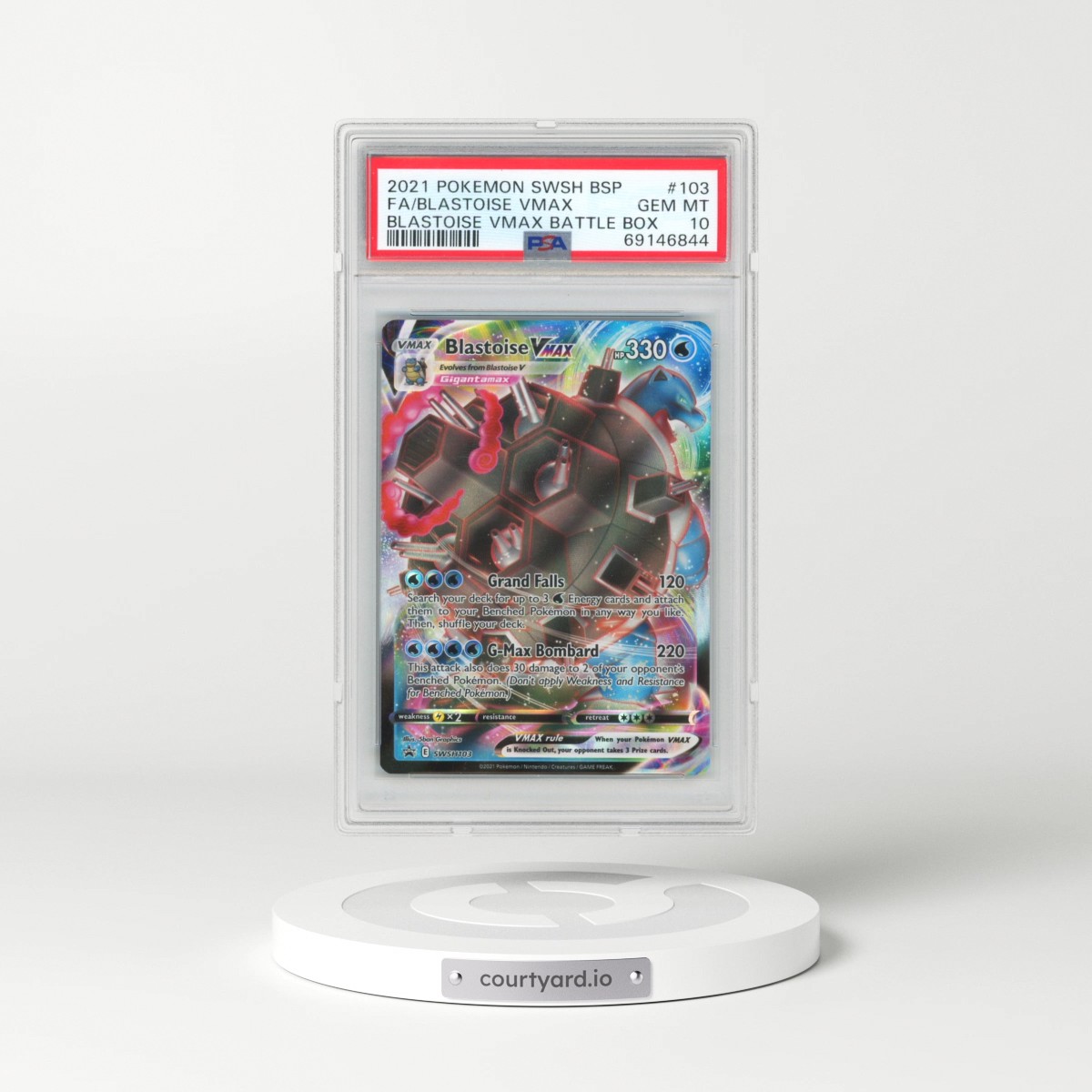 2021 Pokémon Swsh Black Star Promo #103 Blastoise Vmax - Full Art Blastoise Vmax Battle Box (PSA 10 GEM MINT)