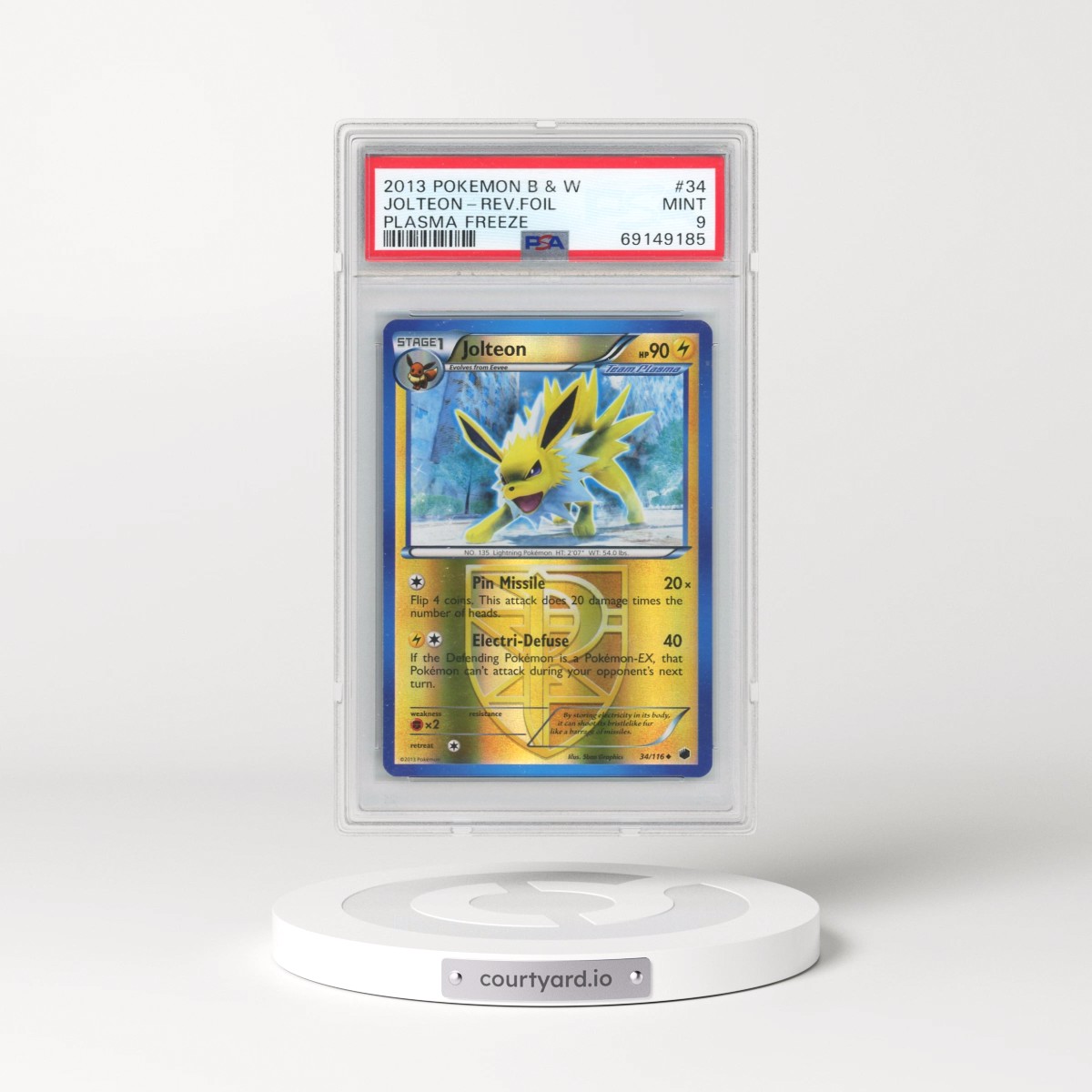 2013 Pokémon Black & White Plasma Freeze #34 Jolteon - Reverse Foil (PSA 9 MINT)