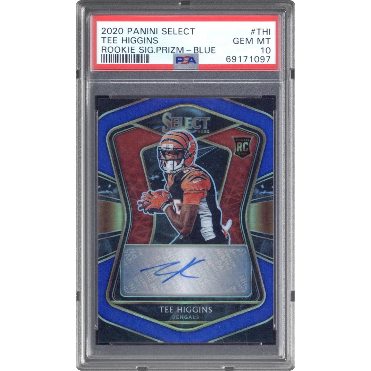 2020 Panini Select Rookie Signatures #THI Tee Higgins - Blue (PSA 10 GEM MINT)