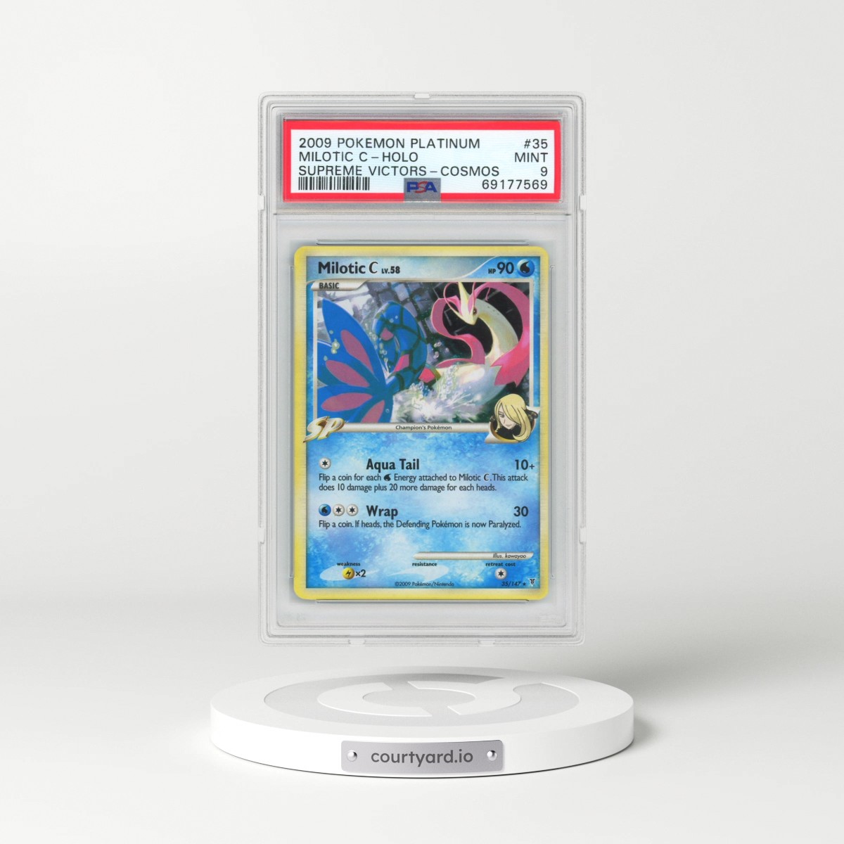 2009 Pokémon Platinum Supreme Victors #35 Milotic C - Holo Cosmos (PSA 9 MINT)
