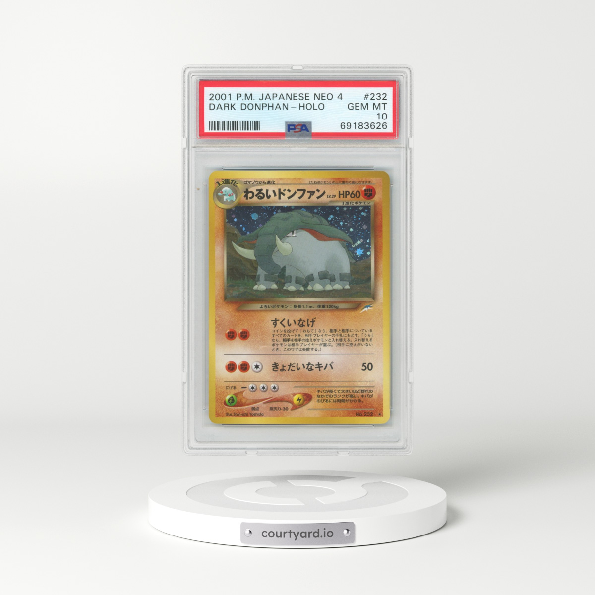 2001 Japanese Neo 4 #232 Dark Donphan - Holo (PSA 10 GEM MINT)