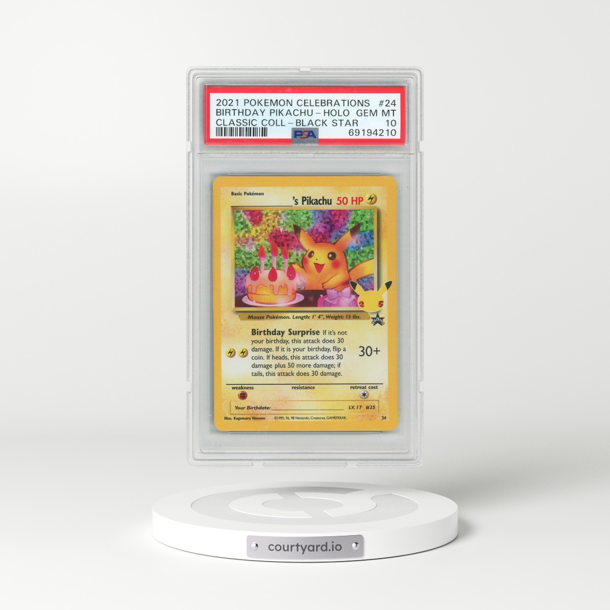 2021 Pokémon Celebrations Classic Collection #24 Birthday Pikachu - Holo (PSA 10 GEM MINT)