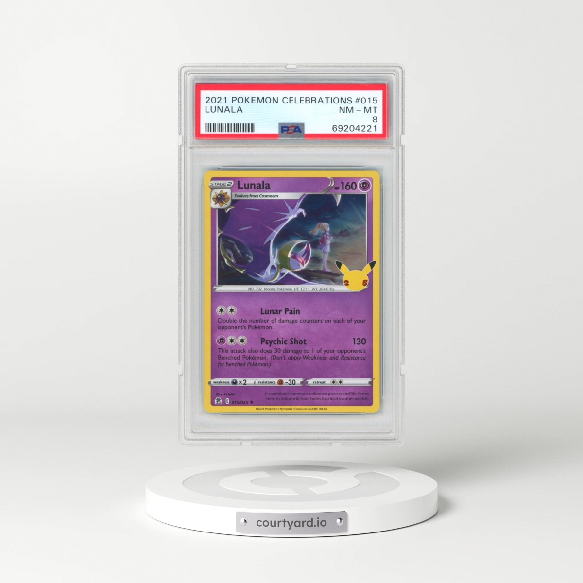 2021 Pokémon Celebrations #015 Lunala (PSA 8 NM-MT)