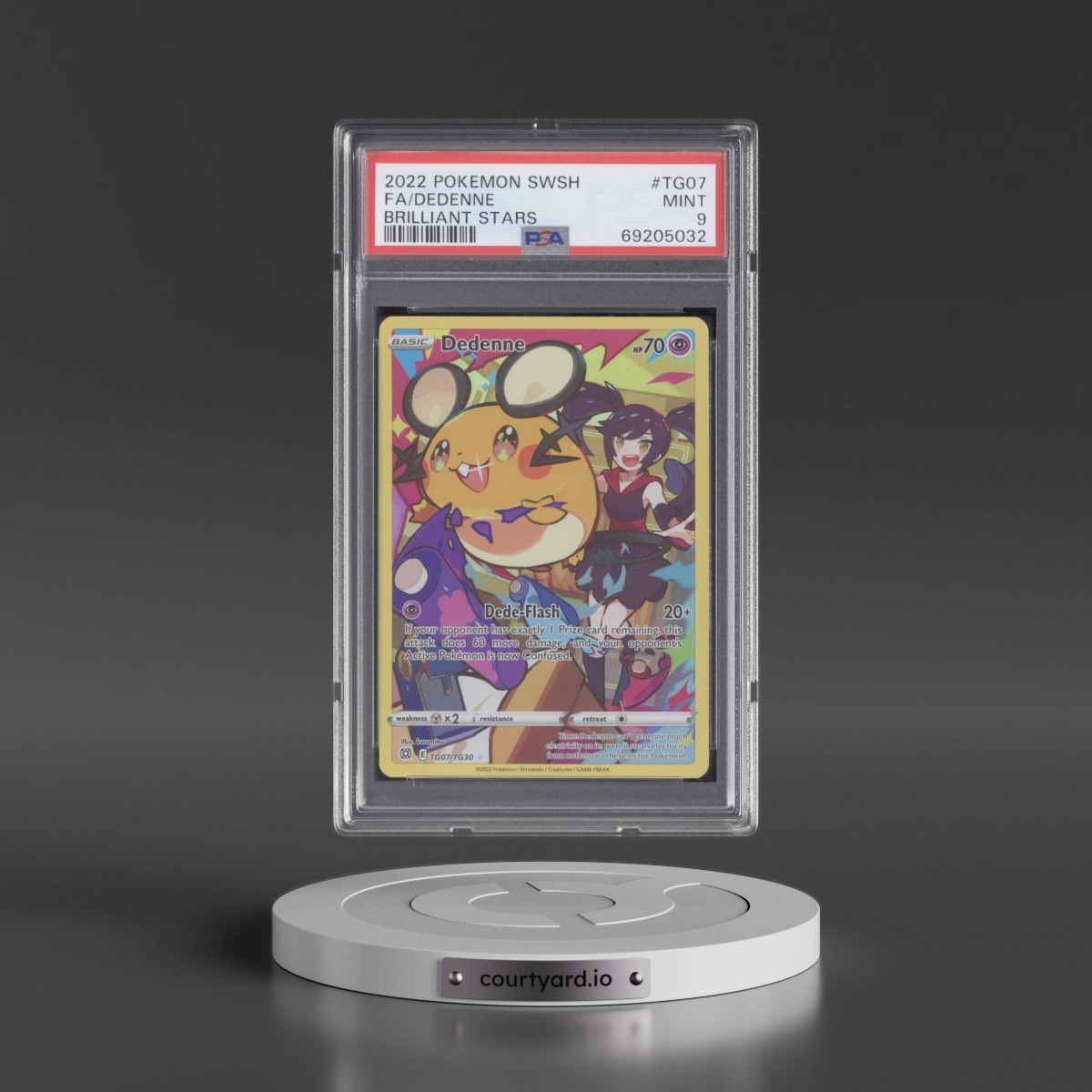 2022 Pokémon Sword & Shield Brilliant Stars #TG07 Dedenne - Full Art (PSA 9 MINT)