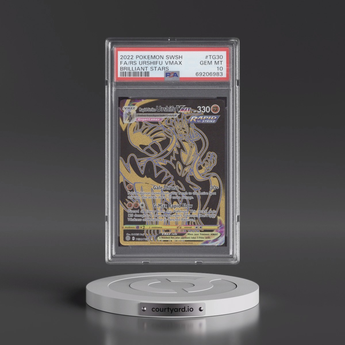 2022 Pokémon Sword & Shield Brilliant Stars #TG30 Rapid Strike Urshifu Vmax - Full Art (PSA 10 GEM MINT)