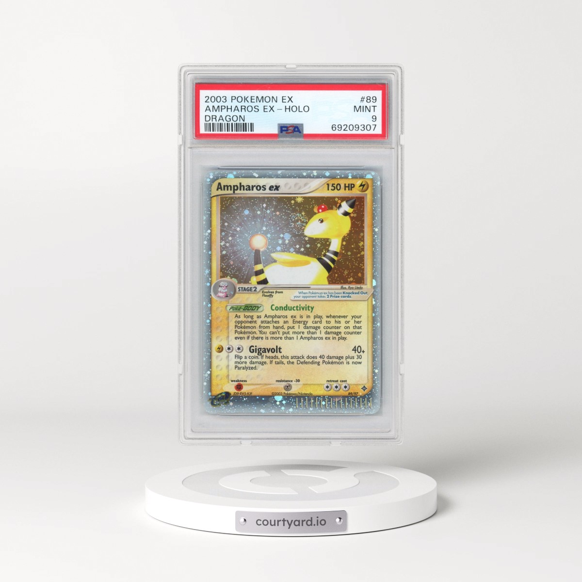 2003 Pokémon EX Dragon #89 Ampharos EX - Holo Holo (PSA 9 MINT)