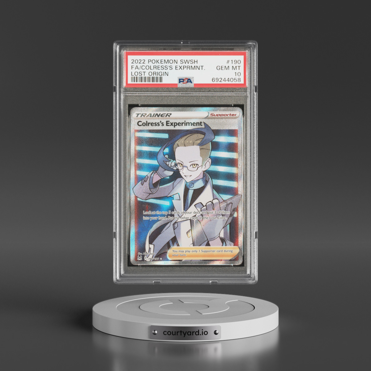 2022 Pokémon Sword & Shield Lost Origin #190 Colress's Experiment - Full Art (PSA 10 GEM MINT)