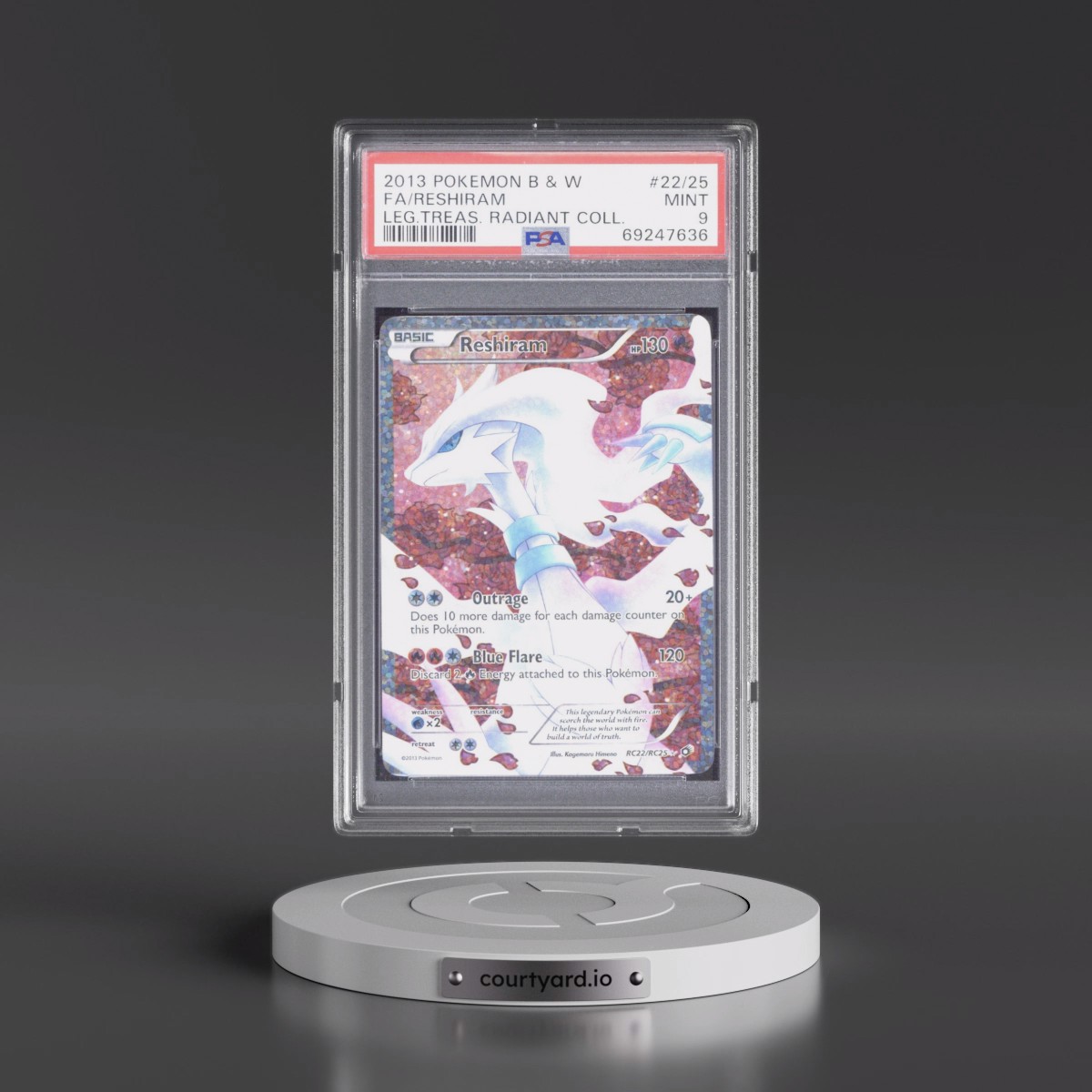 2013 Pokémon Black & White Legendary Treasures Radiant Collection #RC22 Reshiram - Full Art (PSA 9 MINT)
