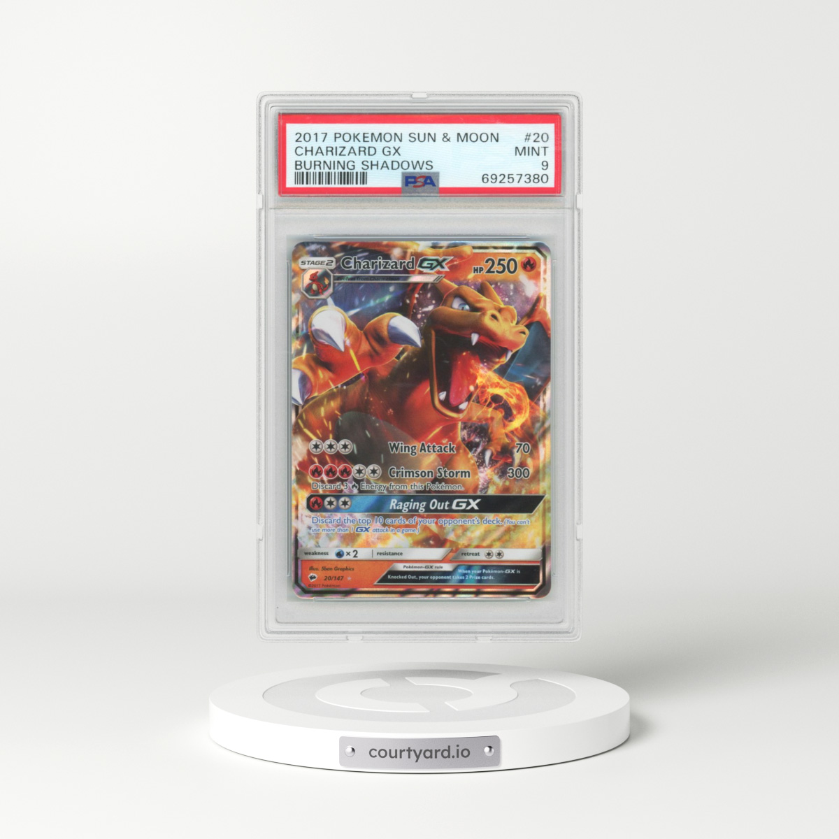 2017 Burning Shadows #20 Charizard GX (PSA 9 MINT)