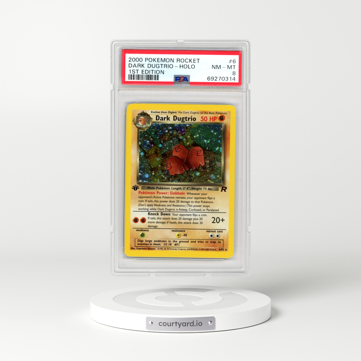 2000 Pokémon Rocket #6 Dark Dugtrio - 1st Edition Holo (PSA 8 NM-MT)