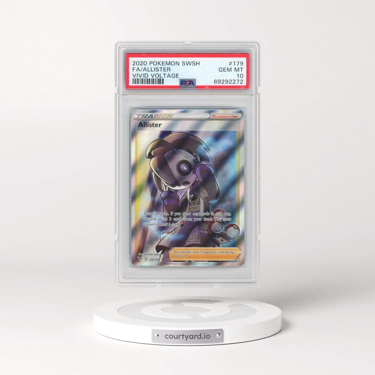 2020 Pokémon Sword & Shield Vivid Voltage #179 Allister - Full Art (PSA 10 GEM MINT)