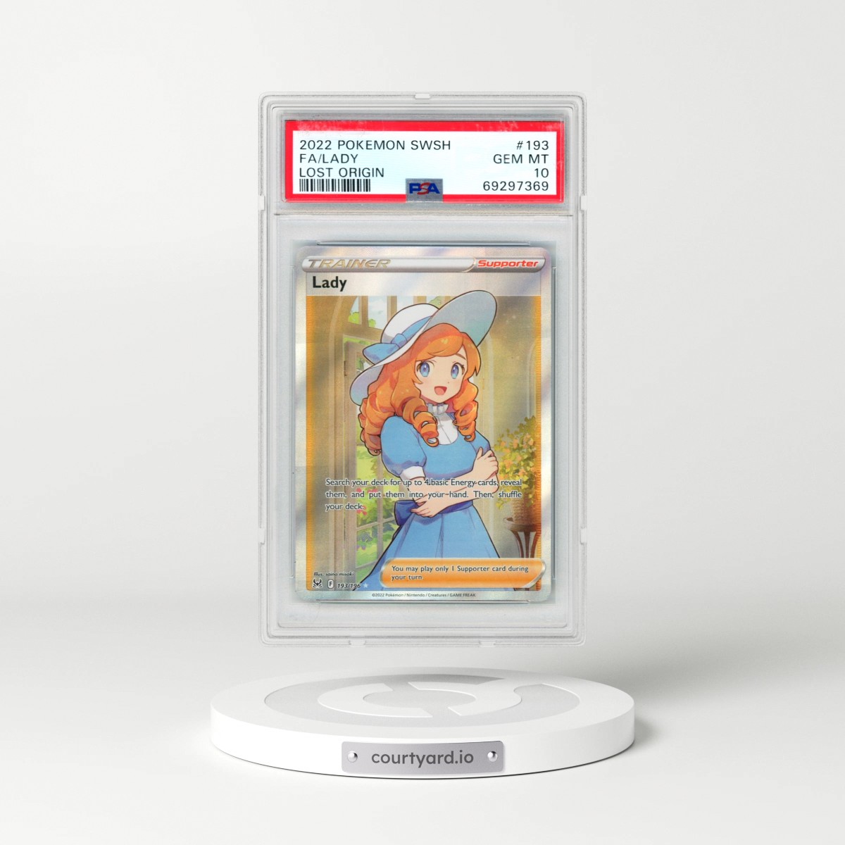 2022 Pokémon Sword & Shield Lost Origin #193 Lady - Full Art (PSA 10 GEM MINT)