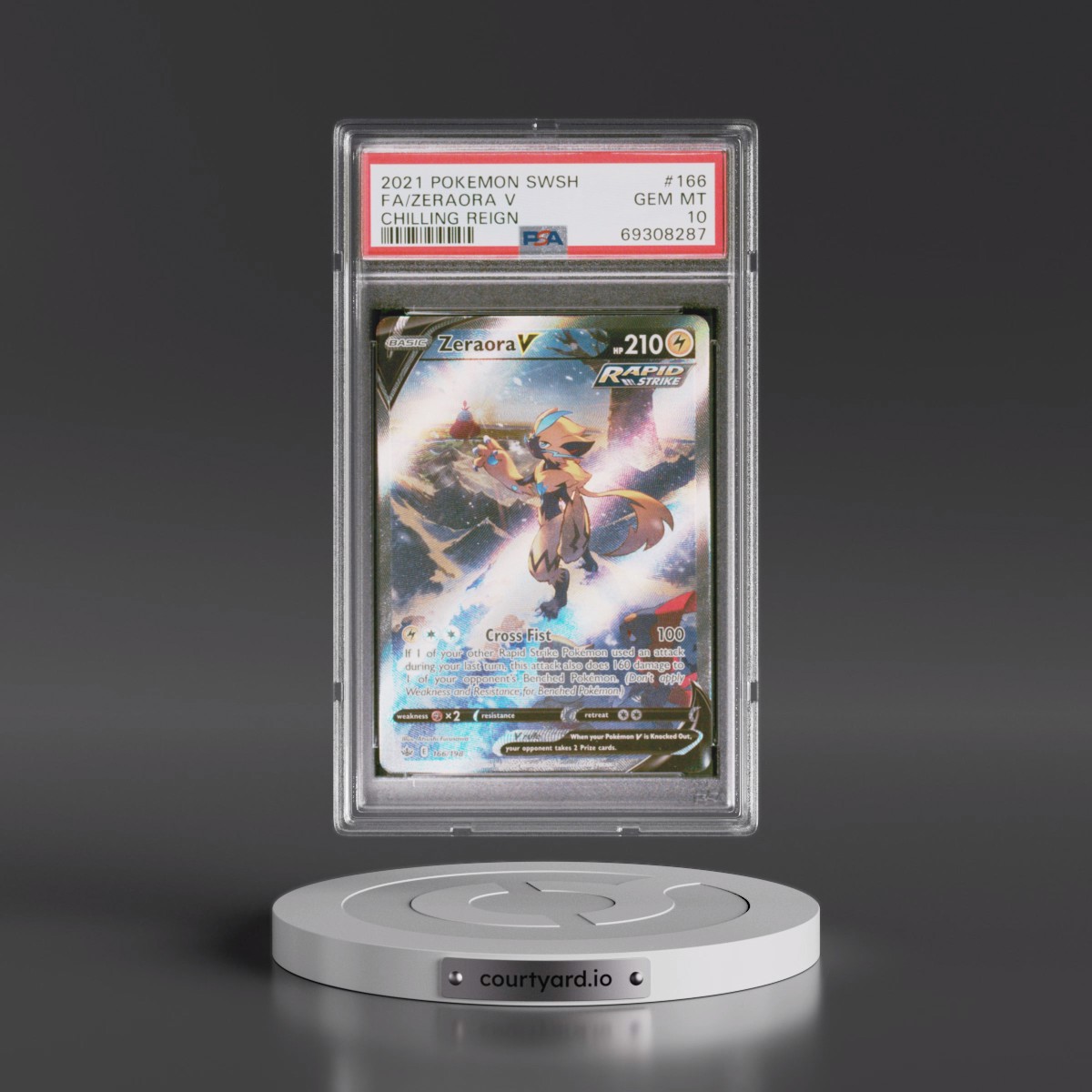 2021 Pokémon Sword & Shield Chilling Reign #166 Zeraora V - Holo Full Art (PSA 10 GEM MINT)