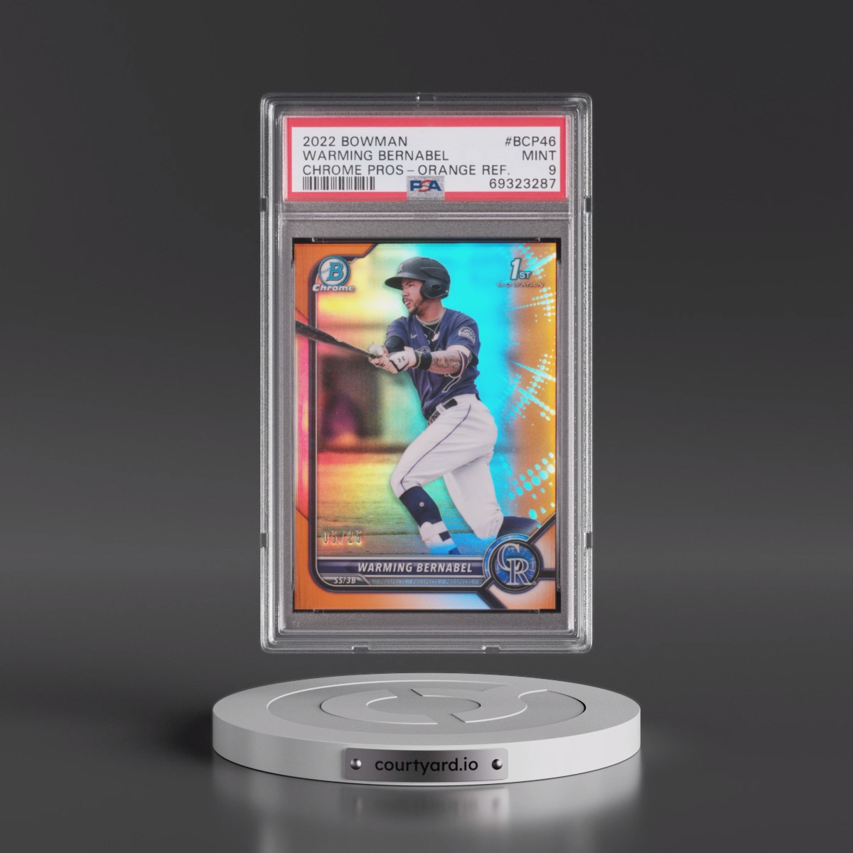 2022 Bowman Chrome Prospects Warming Bernabel - Orange Refractor #BCP46 PSA 9