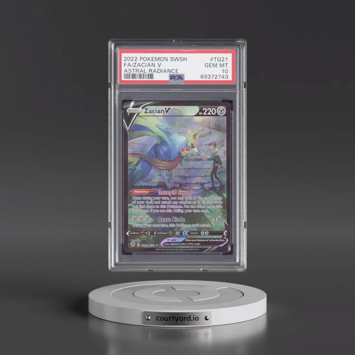 2022 Pokémon Sword & Shield Astral Radiance #TG21 Zacian V - Holo Full Art (PSA 10 GEM MINT)