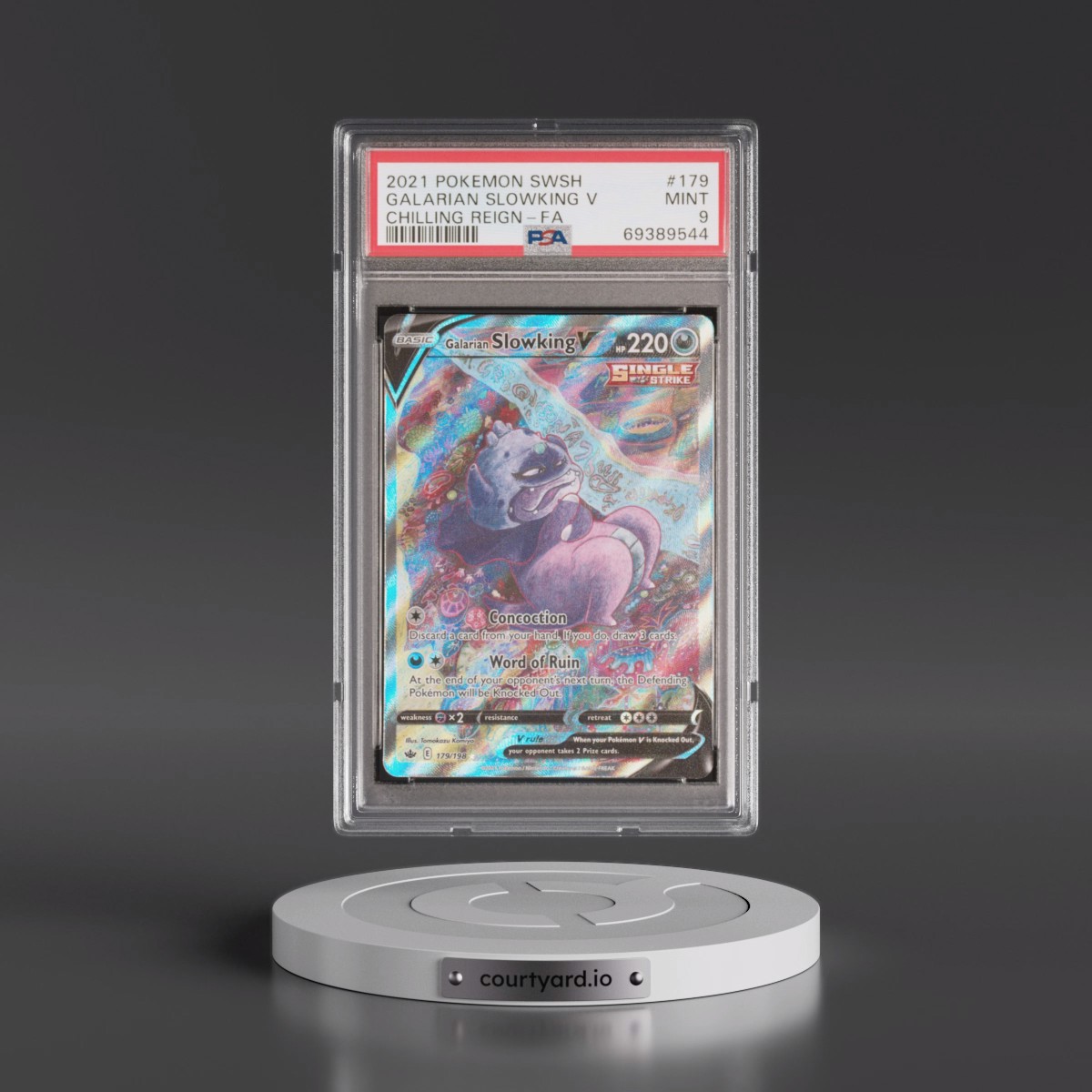 2021 Pokémon Sword & Shield Chilling Reign #179 Galarian Slowking V - Holo Full Art (PSA 9 MINT)